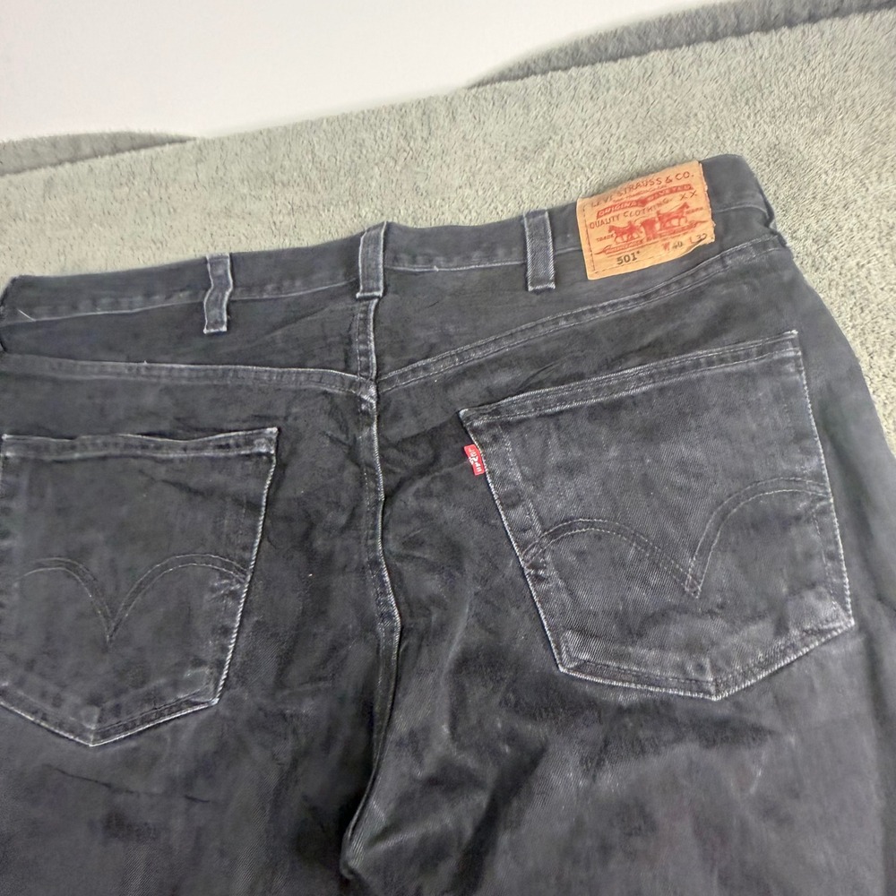 Levis 501 Original Fit Black Denim Straight Leg Button Fly Jeans Mens 40x32